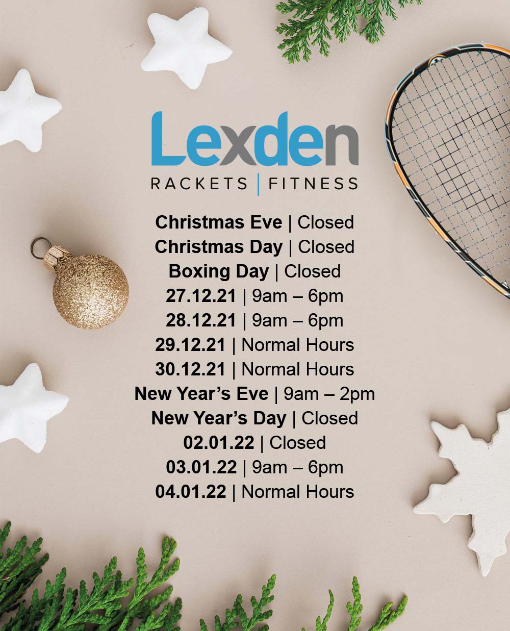 Christmas Opening Hours 2021