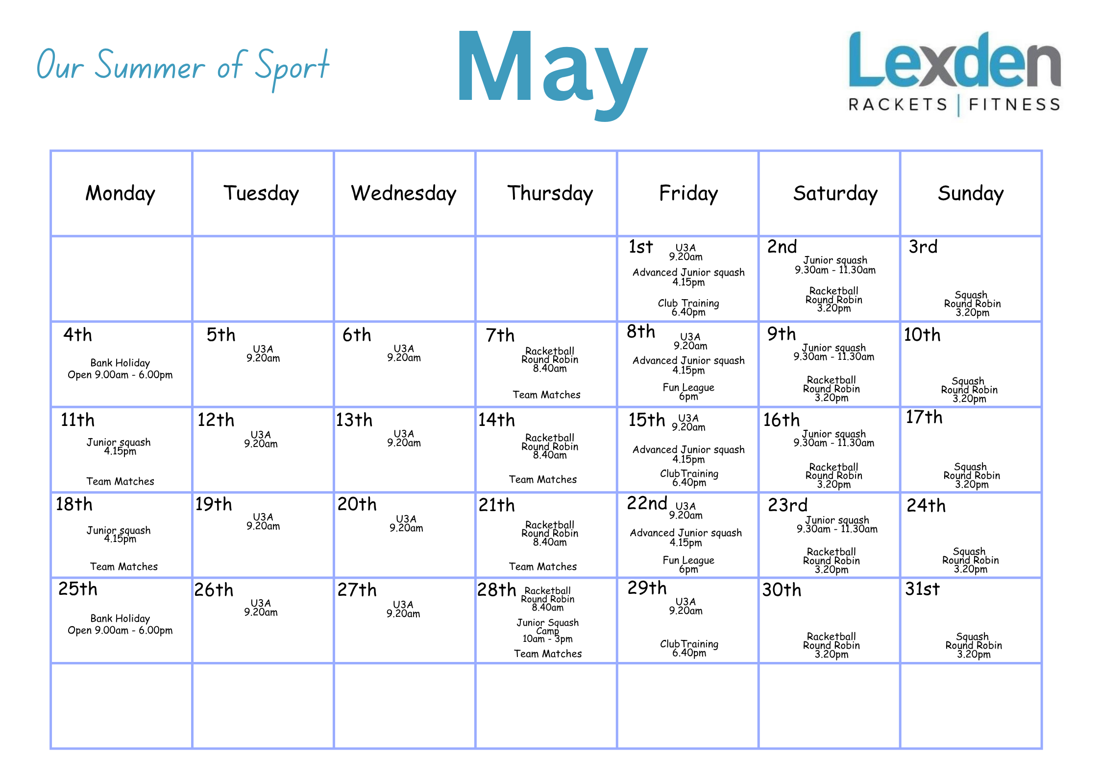 squash courts activity May 2026 Colchester